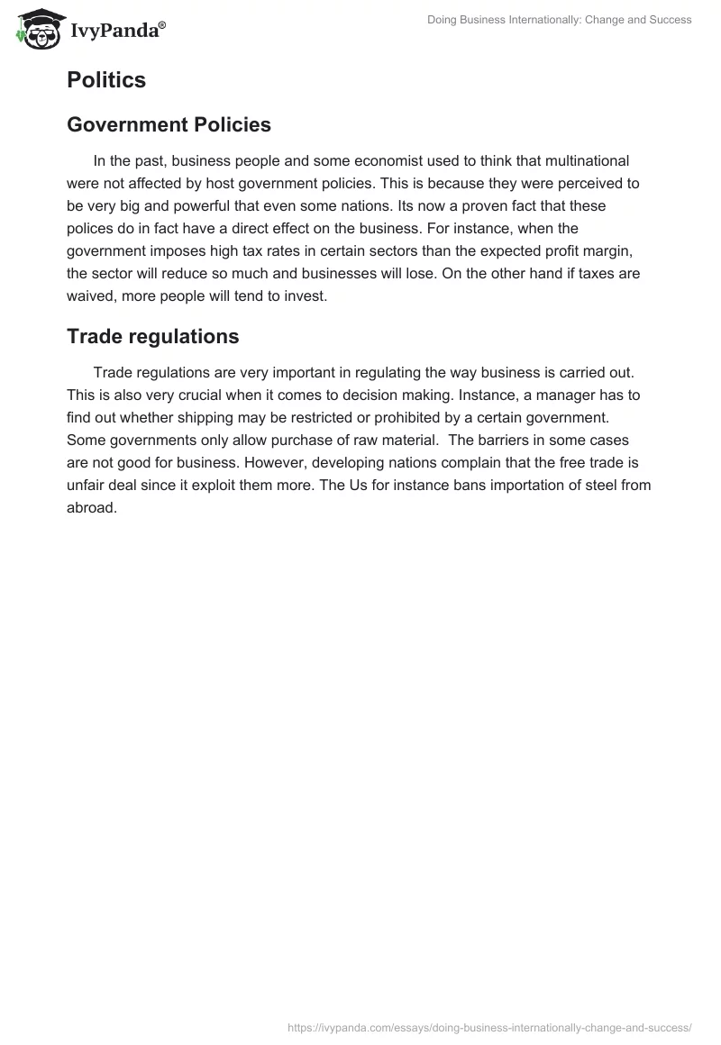 Doing Business Internationally: Change and Success. Page 4