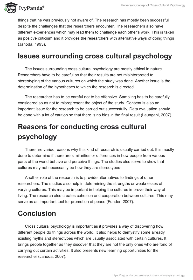Universal Concept of Cross-Cultural Psychology. Page 2