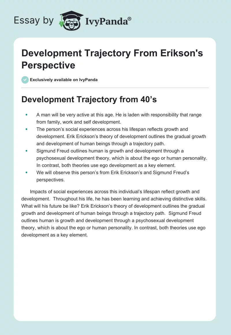 Development Trajectory From Erikson's Perspective. Page 1