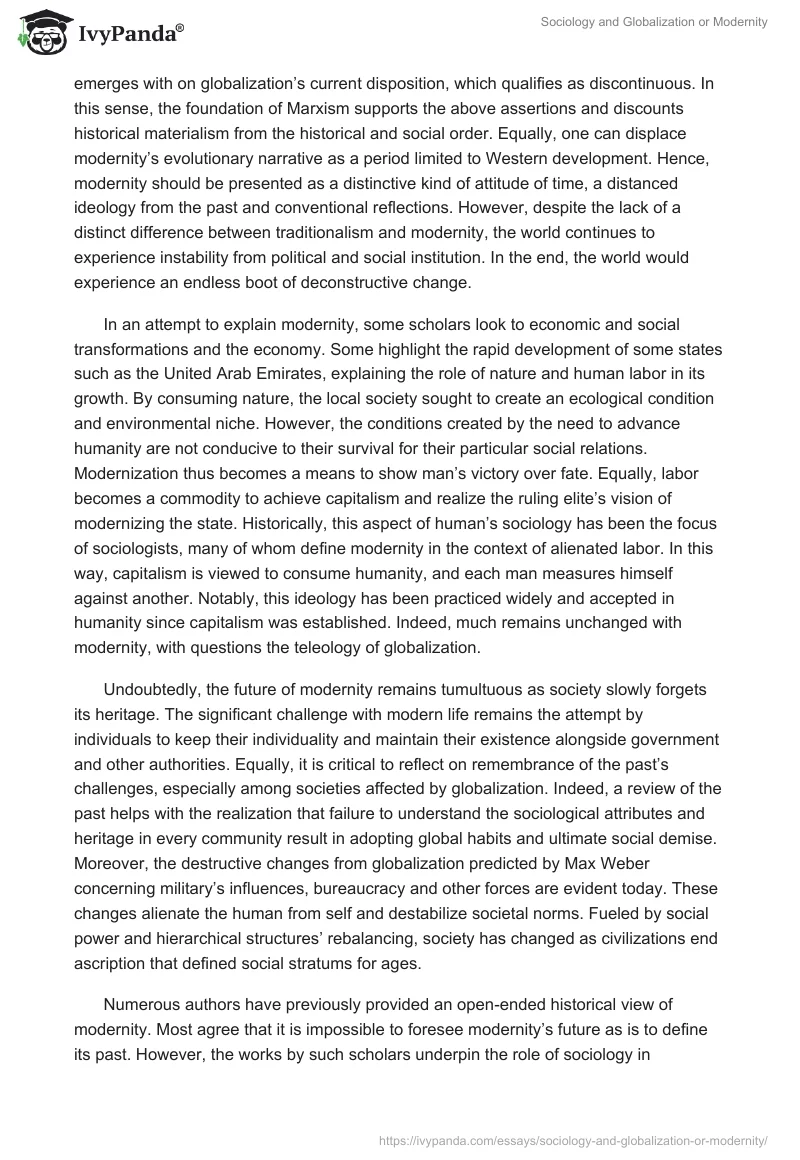 Sociology and Globalization or Modernity. Page 2