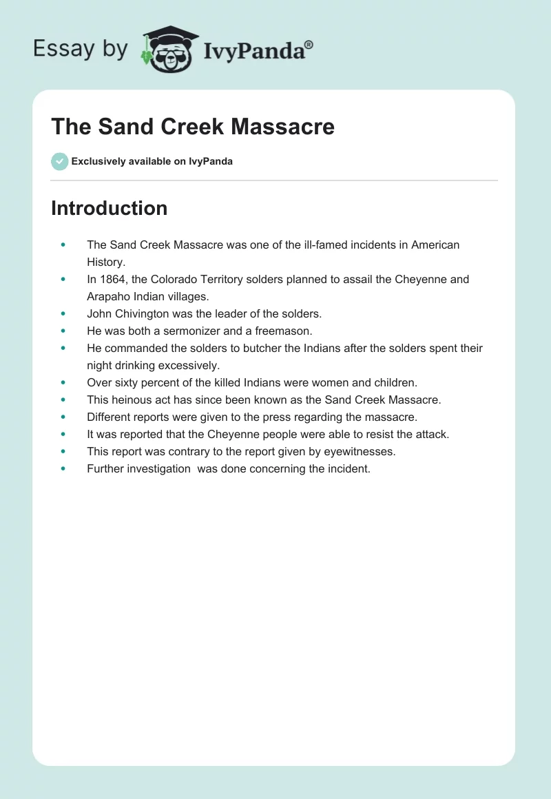 The Sand Creek Massacre. Page 1