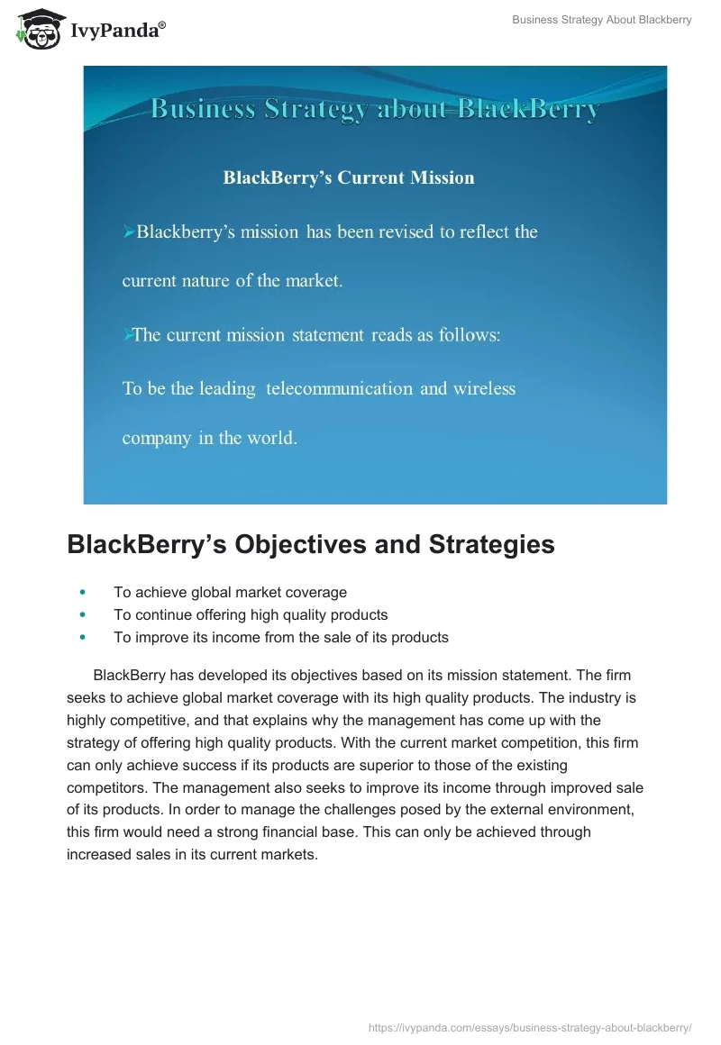 Business Strategy About Blackberry. Page 2