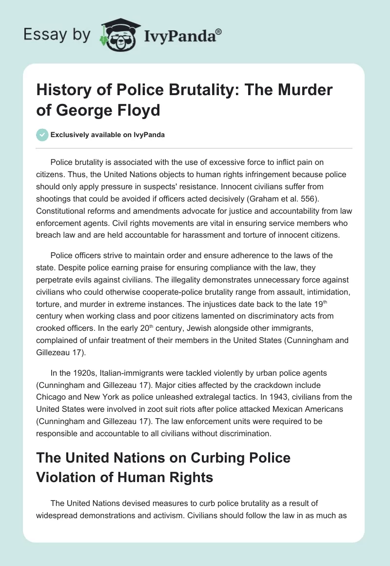 History of Police Brutality: The Murder of George Floyd. Page 1