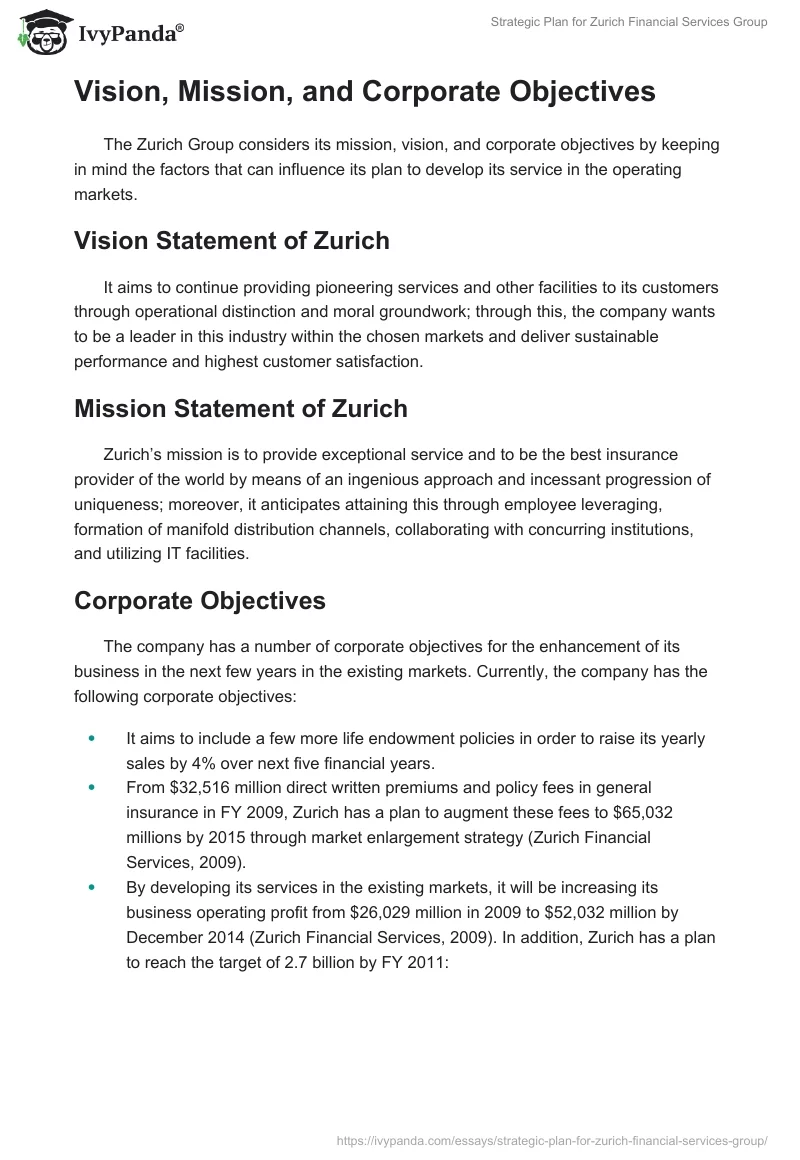 Strategic Plan for Zurich Financial Services Group. Page 3