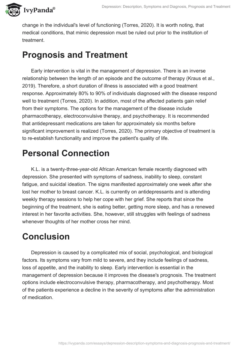 Depression: Description, Symptoms and Diagnosis, Prognosis and Treatment. Page 2