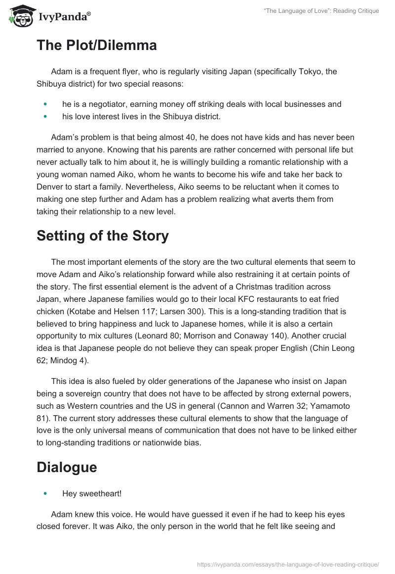 “The Language of Love”: Reading Critique. Page 2