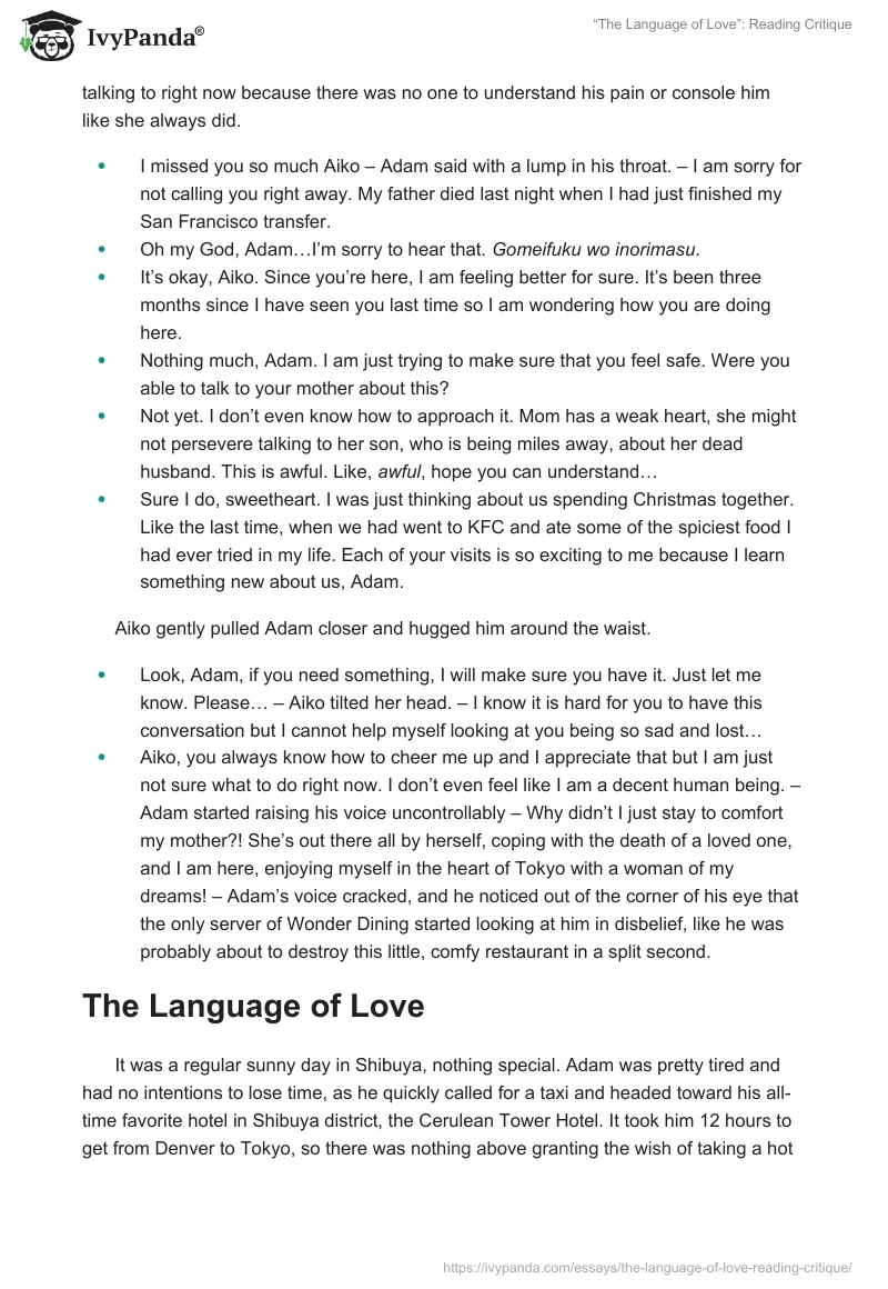“The Language of Love”: Reading Critique. Page 3