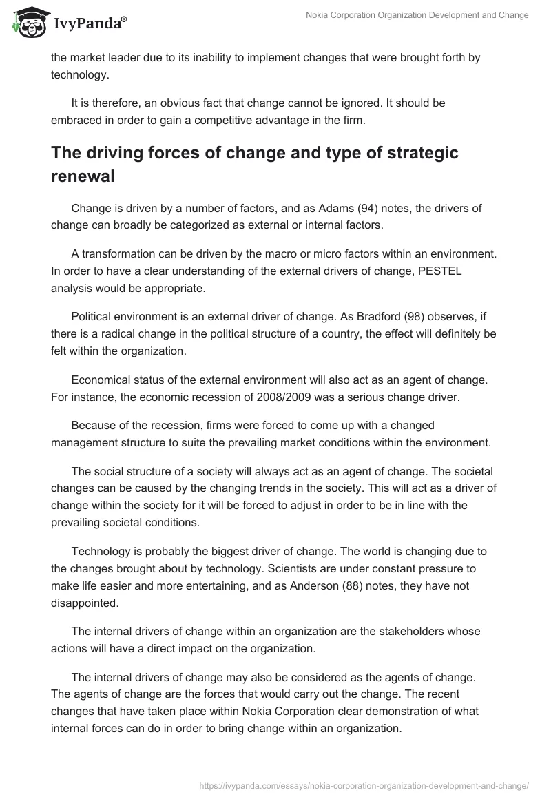 Nokia Corporation Organization Development and Change. Page 3