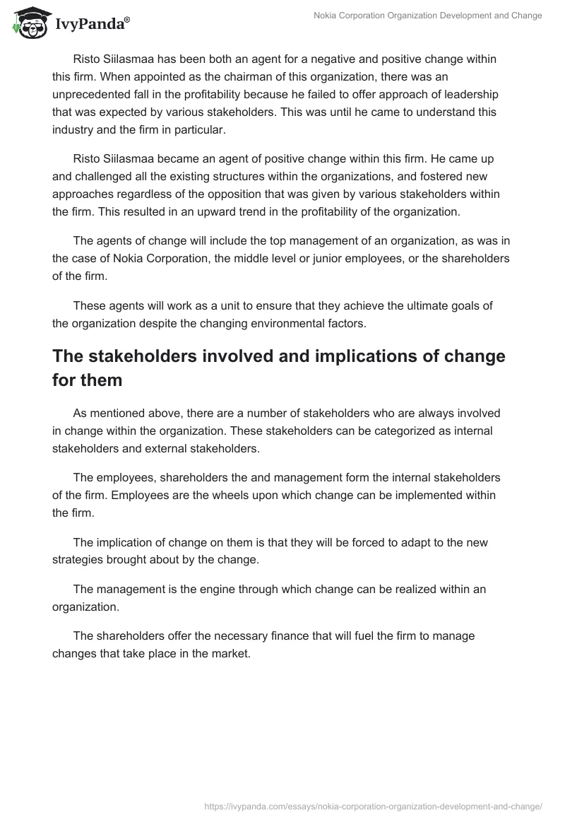 Nokia Corporation Organization Development and Change. Page 4