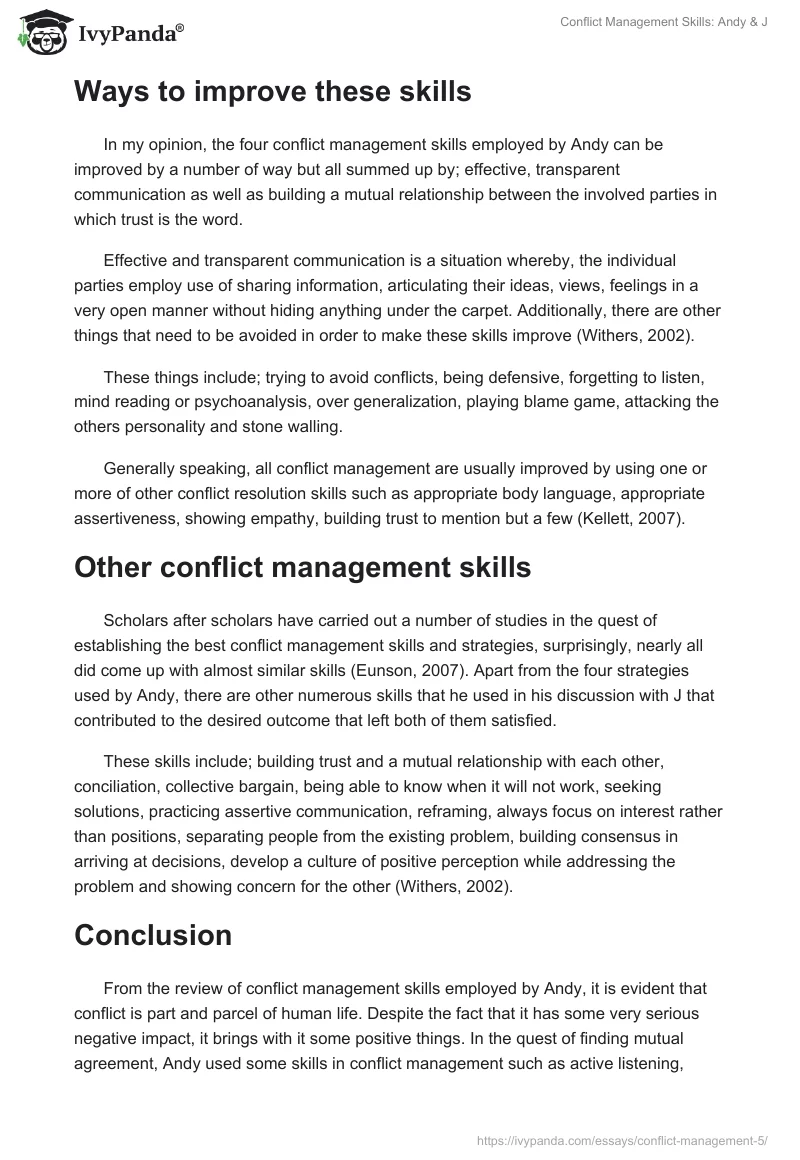 Conflict Management Skills: Andy & J. Page 5
