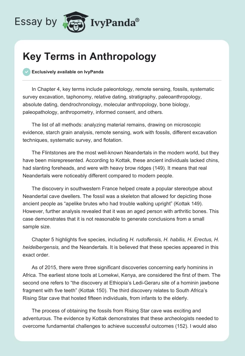 Key Terms in Anthropology. Page 1