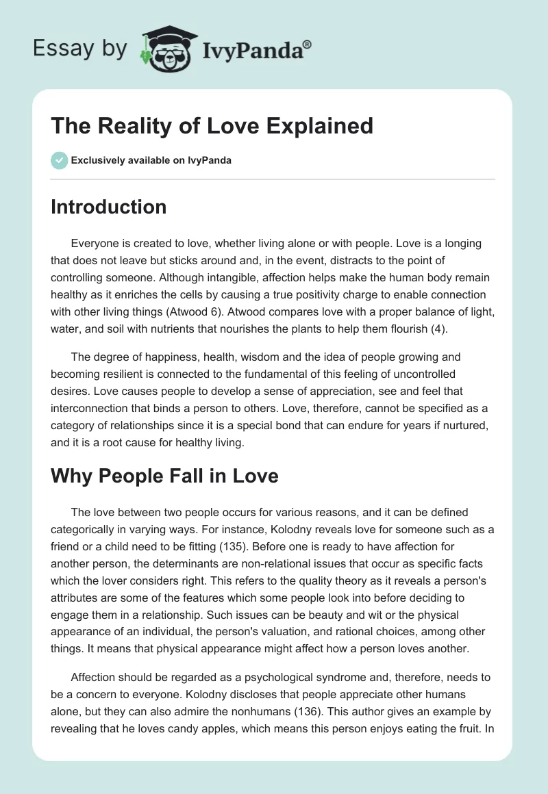 The Reality of Love Explained. Page 1
