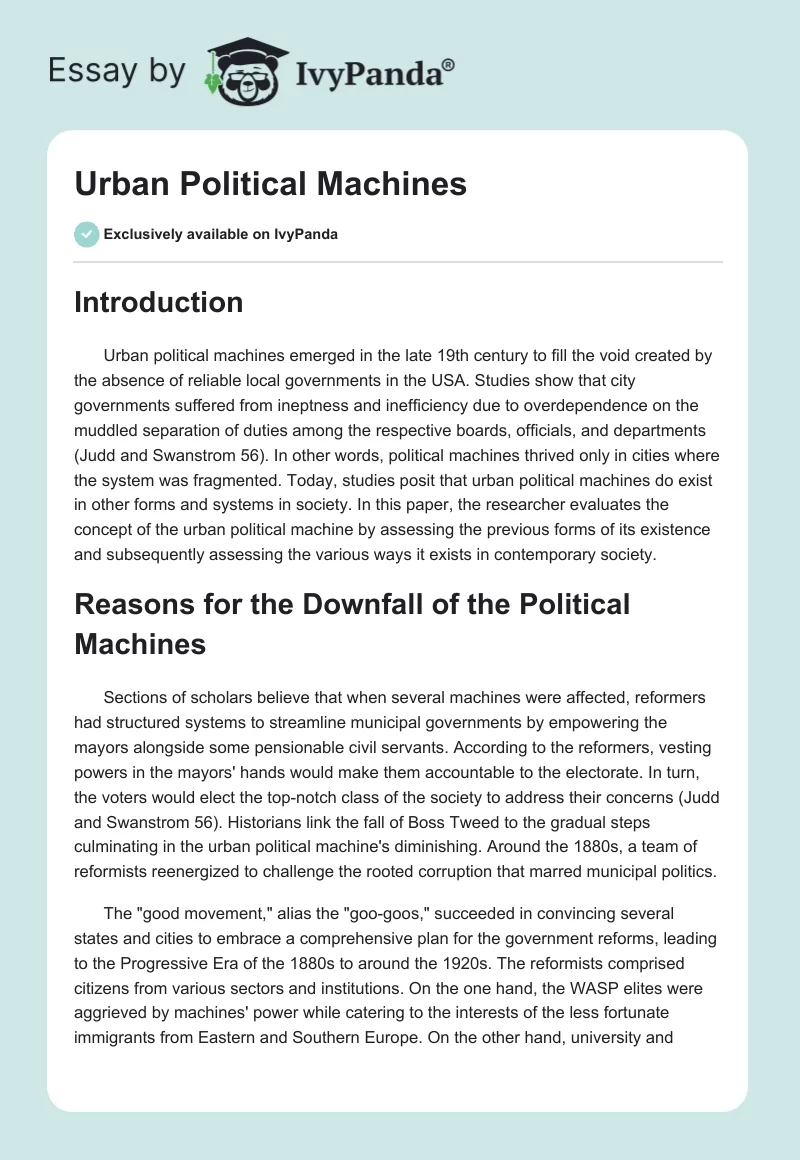 Urban Political Machines. Page 1