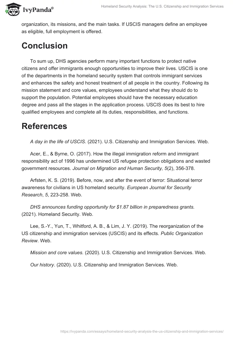 Homeland Security Analysis: The U.S. Citizenship and Immigration Services. Page 4