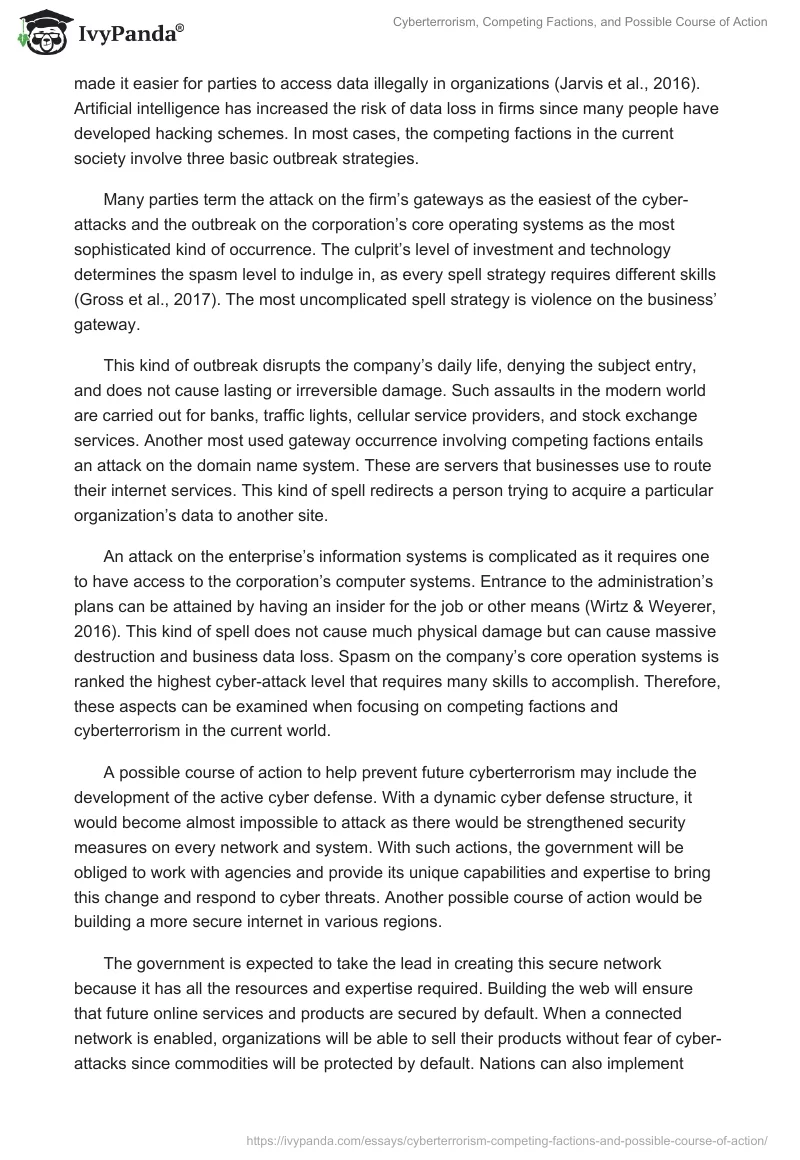 Cyberterrorism, Competing Factions, and Possible Course of Action. Page 2