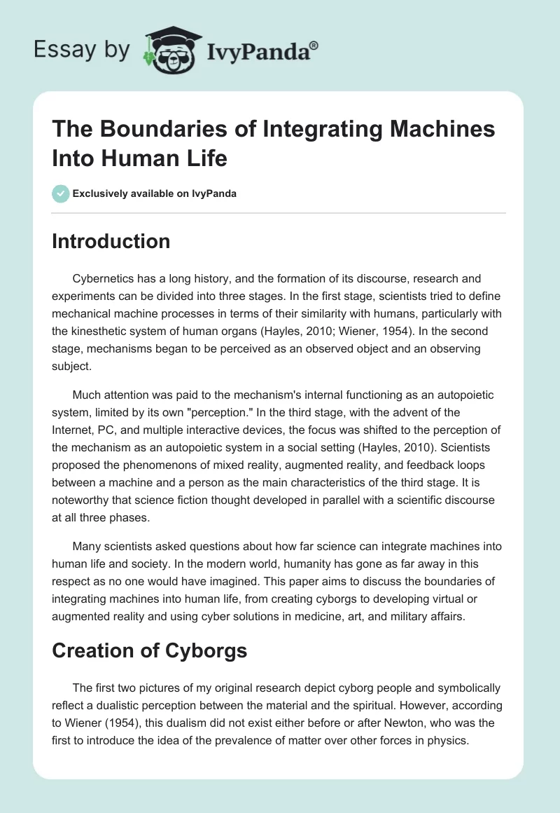 The Boundaries of Integrating Machines Into Human Life. Page 1