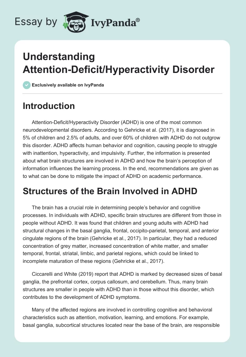 Understanding Attention-Deficit/Hyperactivity Disorder. Page 1