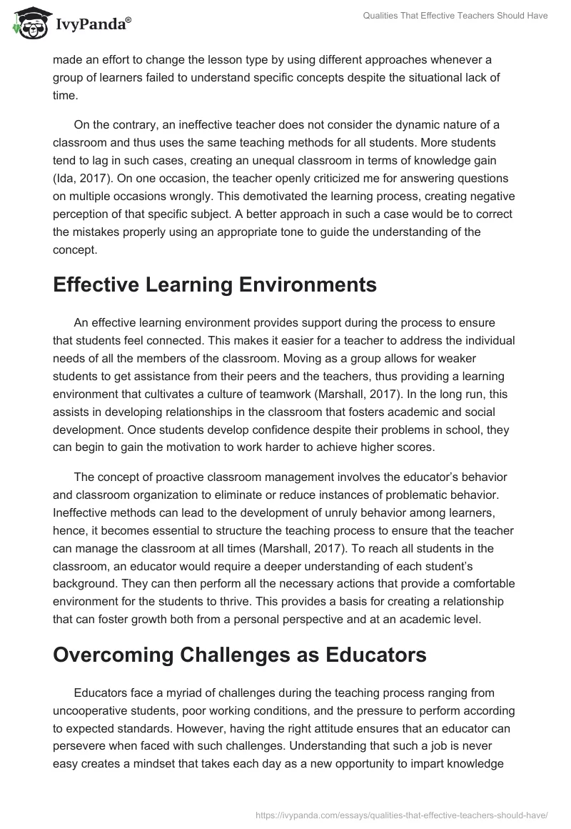 Qualities That Effective Teachers Should Have. Page 2