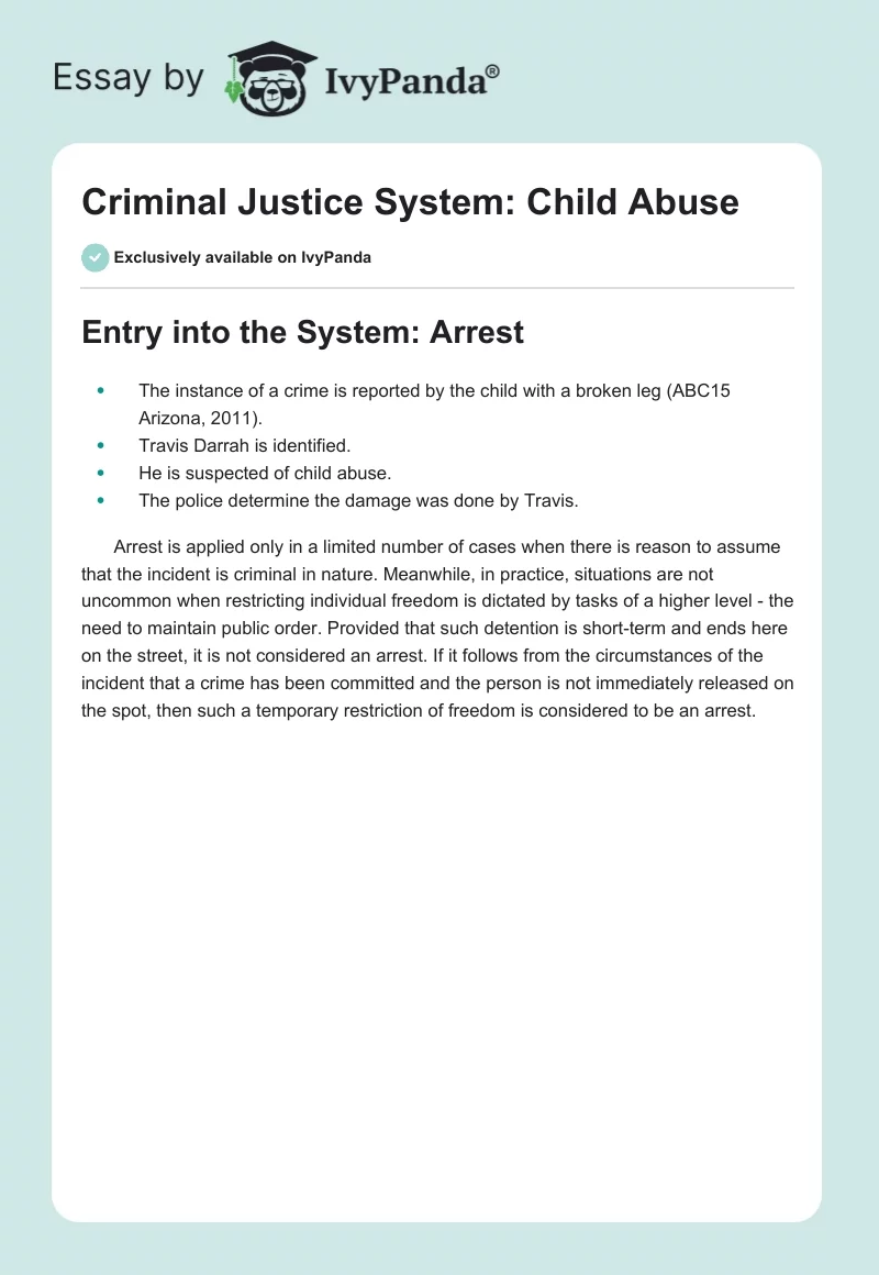 Criminal Justice System: Child Abuse. Page 1