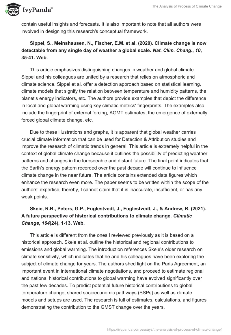 The Analysis of Process of Climate Change. Page 3