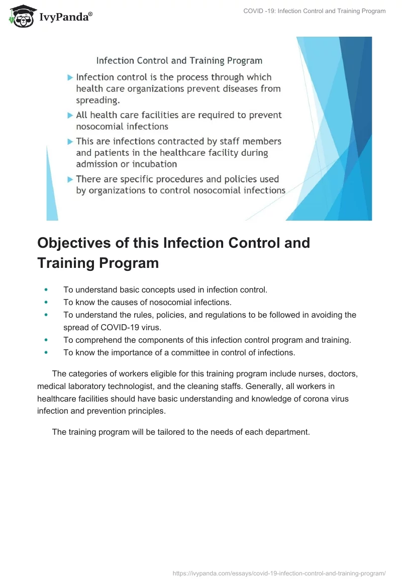 COVID-19: Infection Control and Training Program. Page 2
