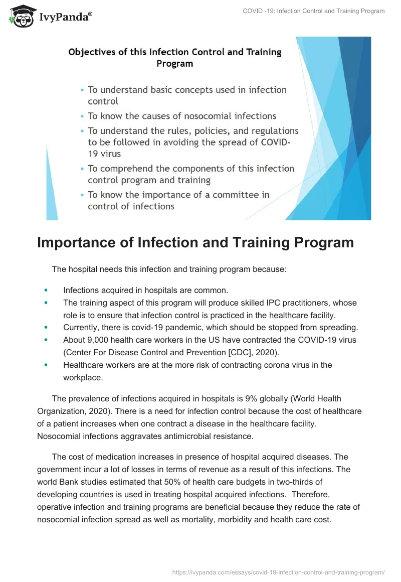 COVID-19: Infection Control and Training Program. Page 3