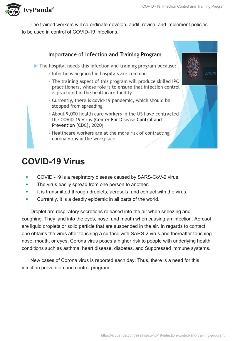 COVID-19: Infection Control and Training Program. Page 4