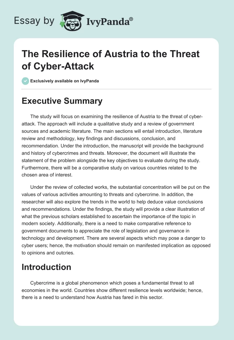 The Resilience of Austria to the Threat of Cyber-Attack. Page 1