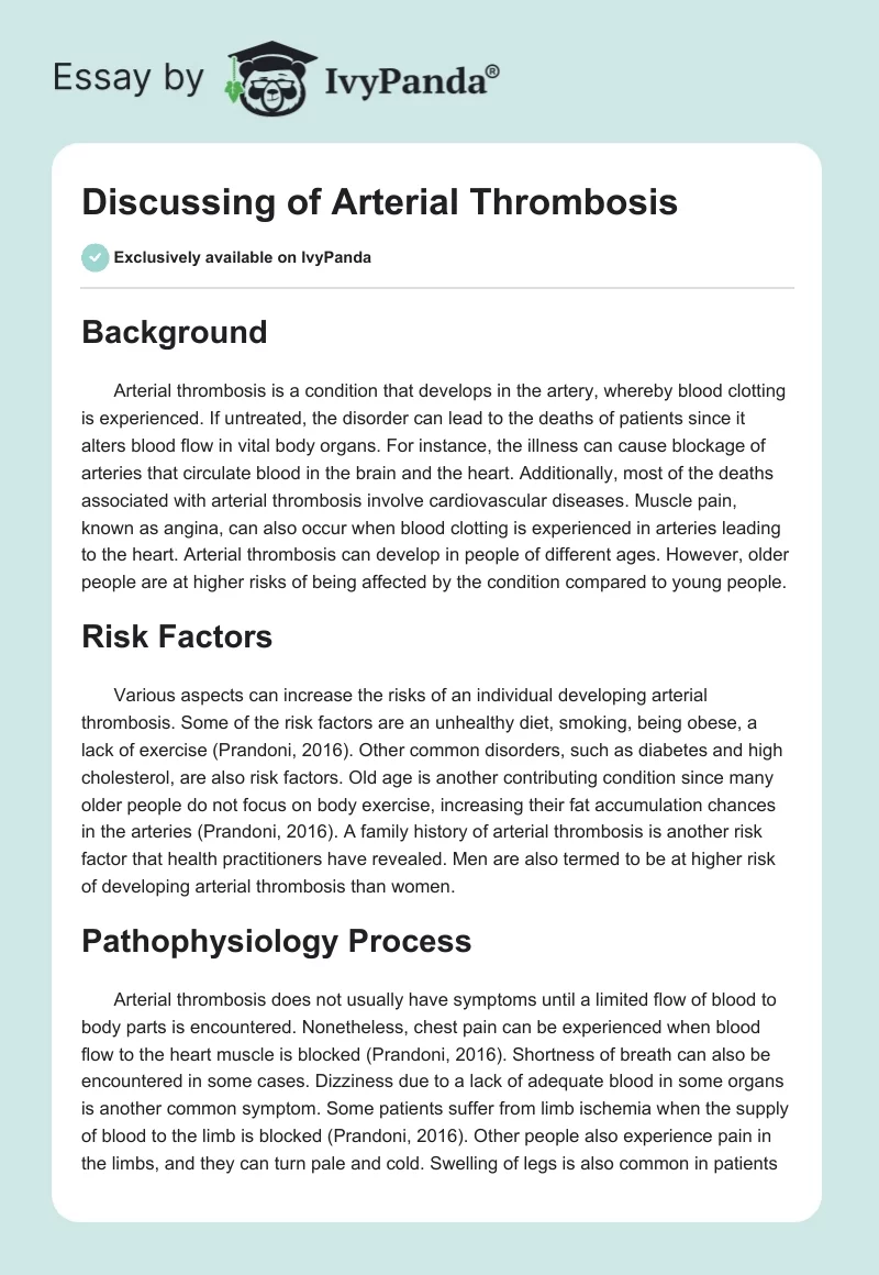 Discussing of Arterial Thrombosis. Page 1