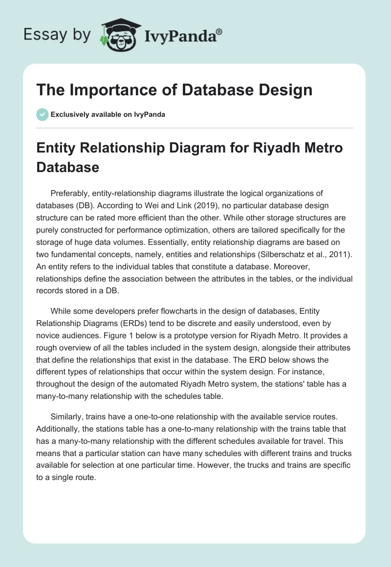 The Importance of Database Design. Page 1