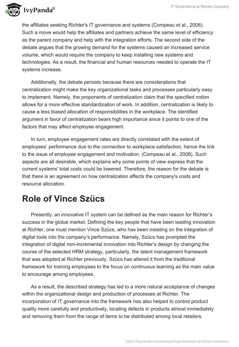 IT Governance at Richter Company. Page 5