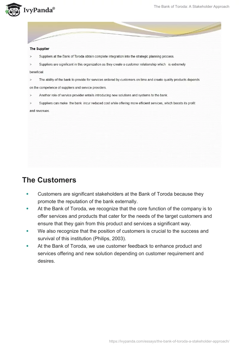The Bank of Toroda: A Stakeholder Approach. Page 5