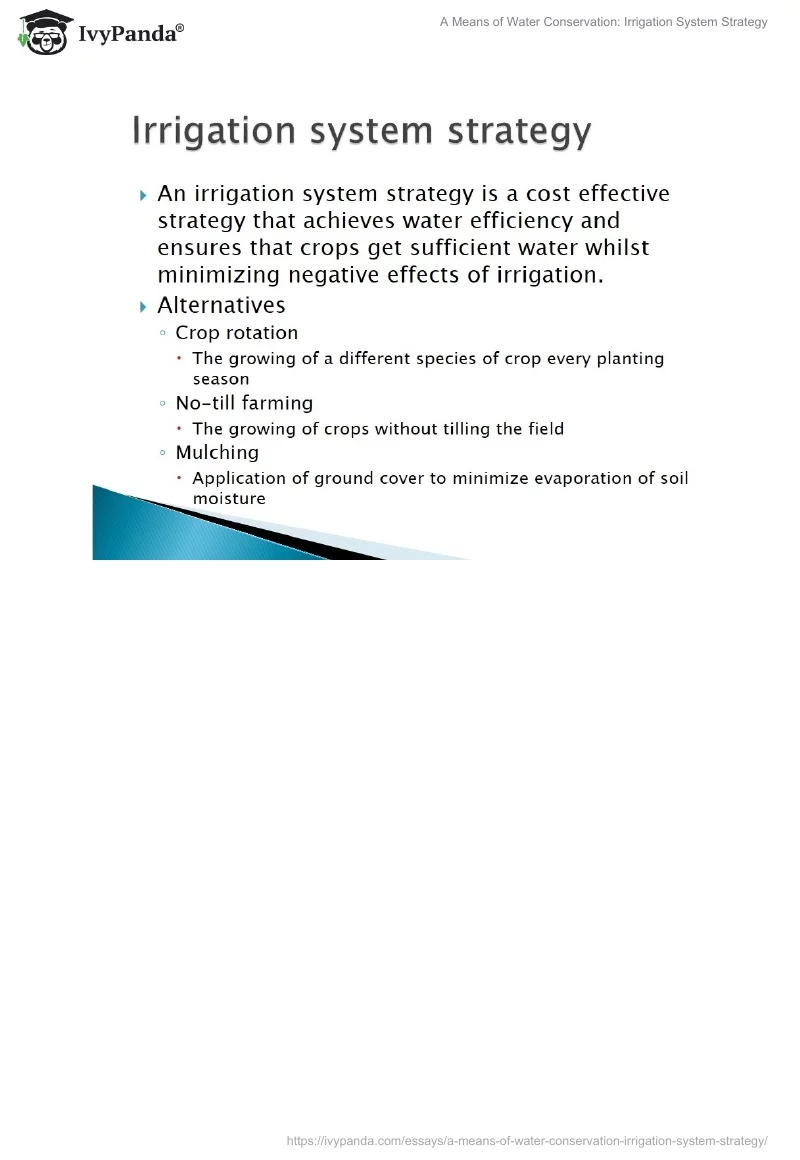 A Means of Water Conservation: Irrigation System Strategy. Page 2