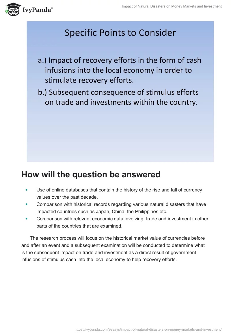 Impact of Natural Disasters on Money Markets and Investment. Page 3