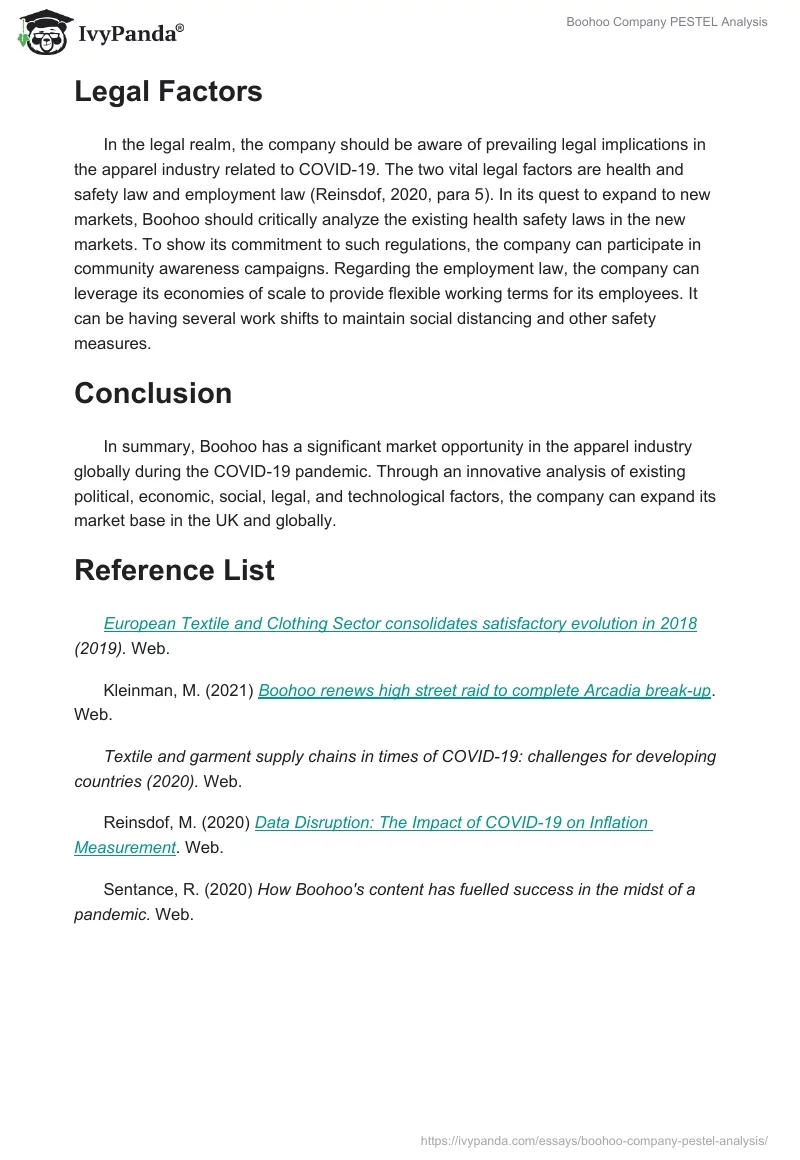 Boohoo Company PESTEL Analysis. Page 3