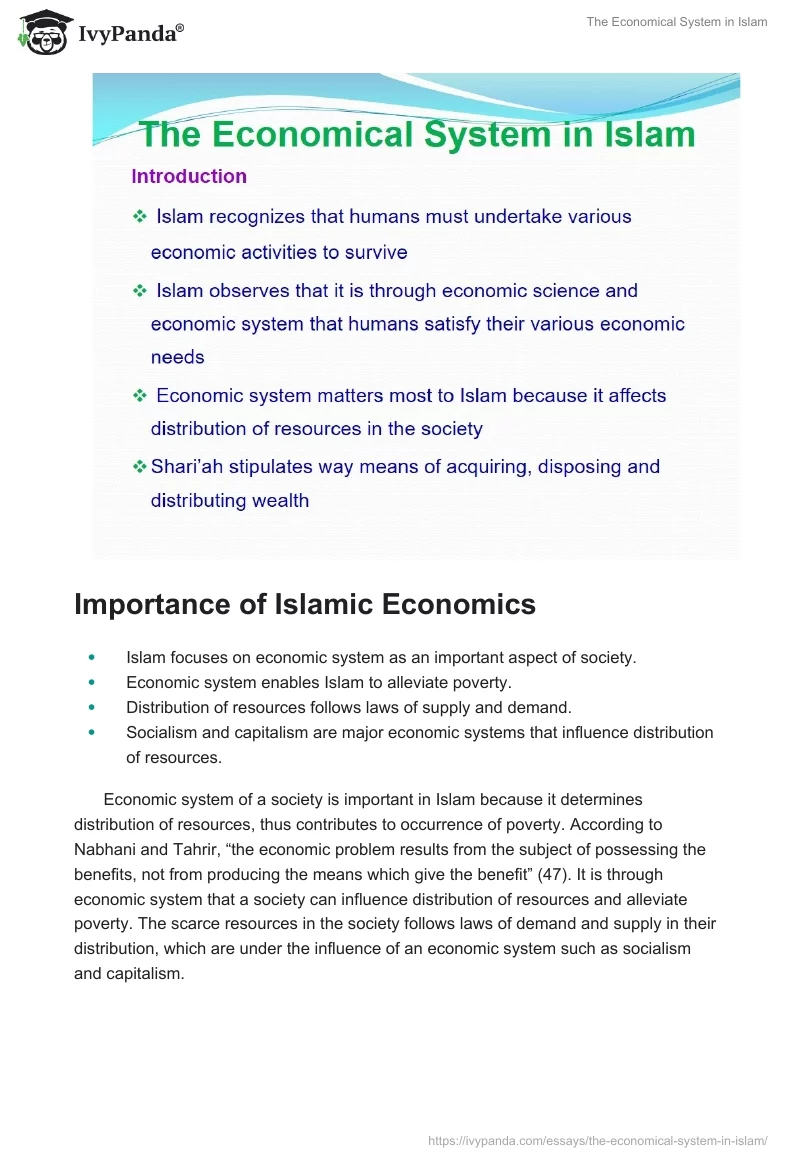 The Economical System in Islam. Page 2