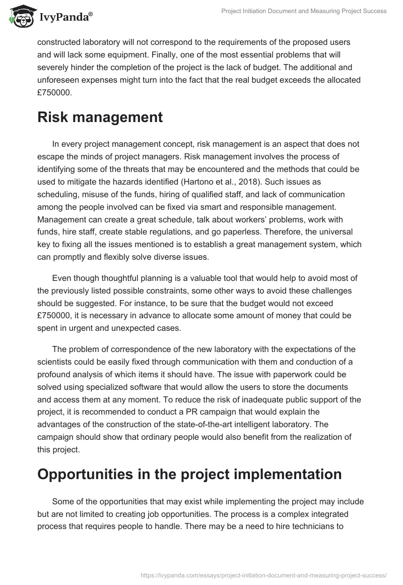Project Initiation Document and Measuring Project Success. Page 5