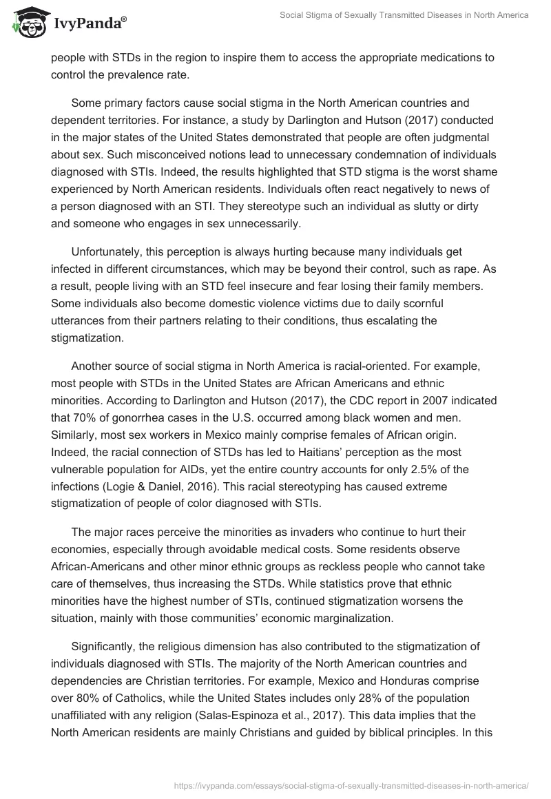 Social Stigma of Sexually Transmitted Diseases in North America. Page 2