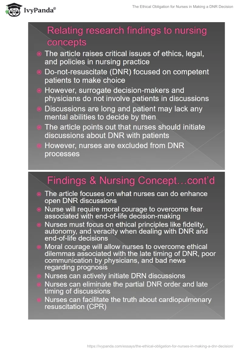 The Ethical Obligation for Nurses in Making a DNR Decision. Page 3