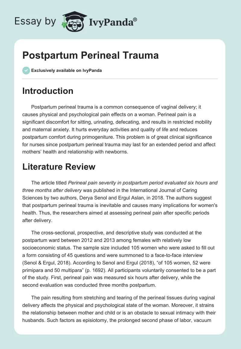 Postpartum Perineal Trauma. Page 1