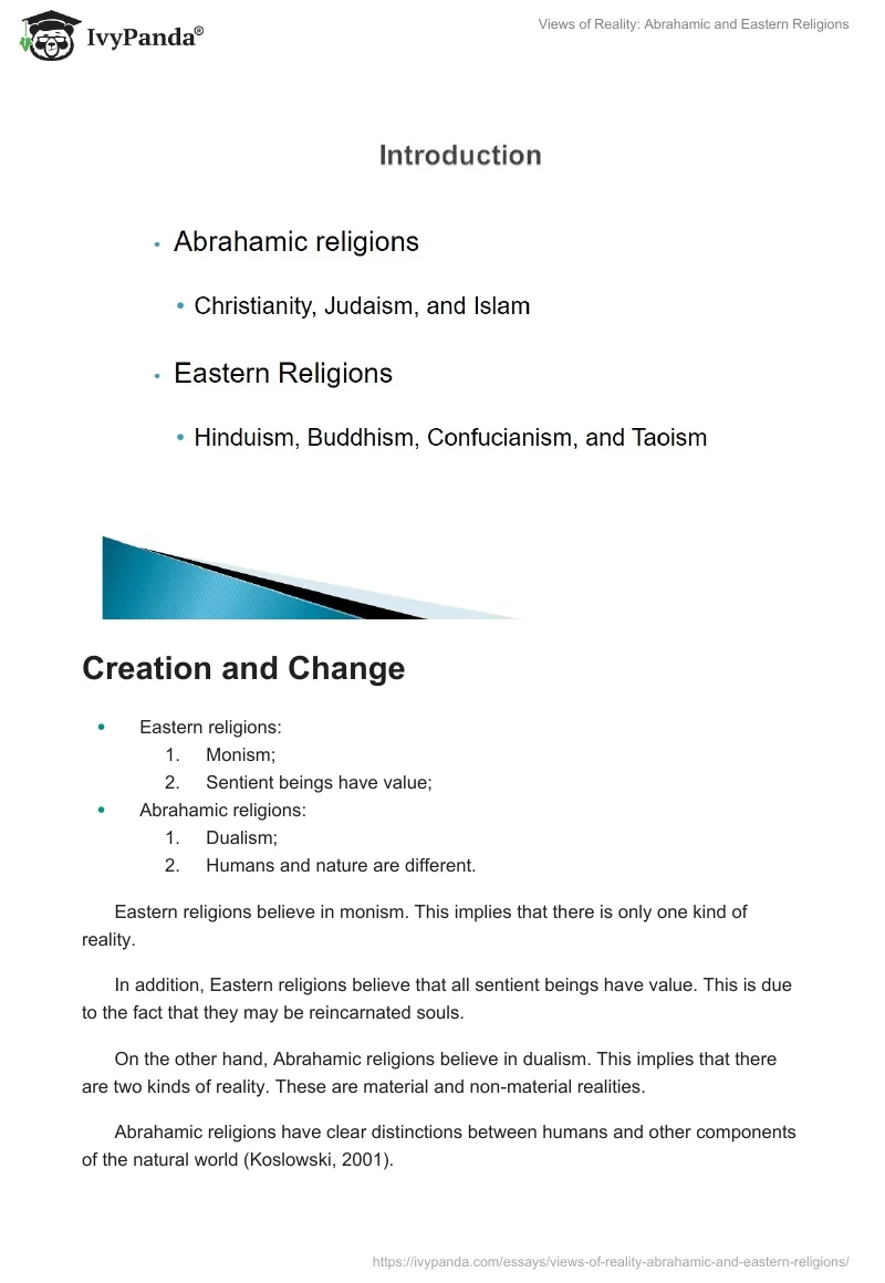Views of Reality: Abrahamic and Eastern Religions. Page 2