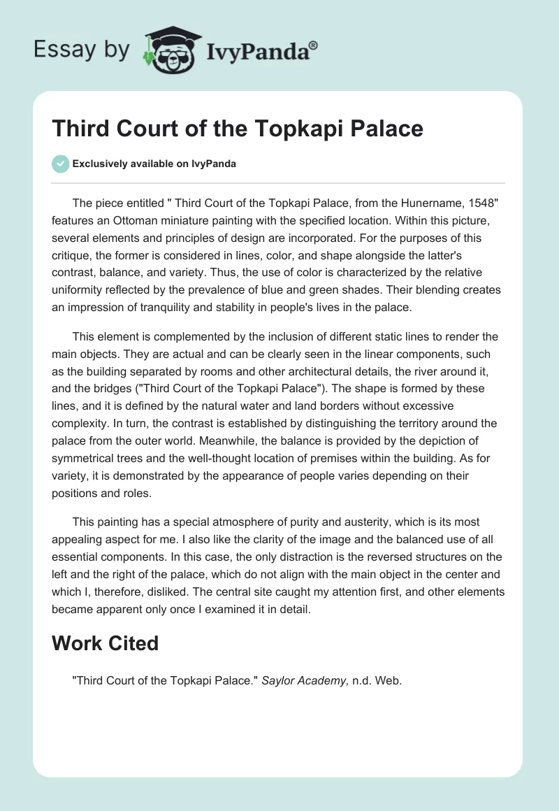 Third Court of the Topkapi Palace. Page 1