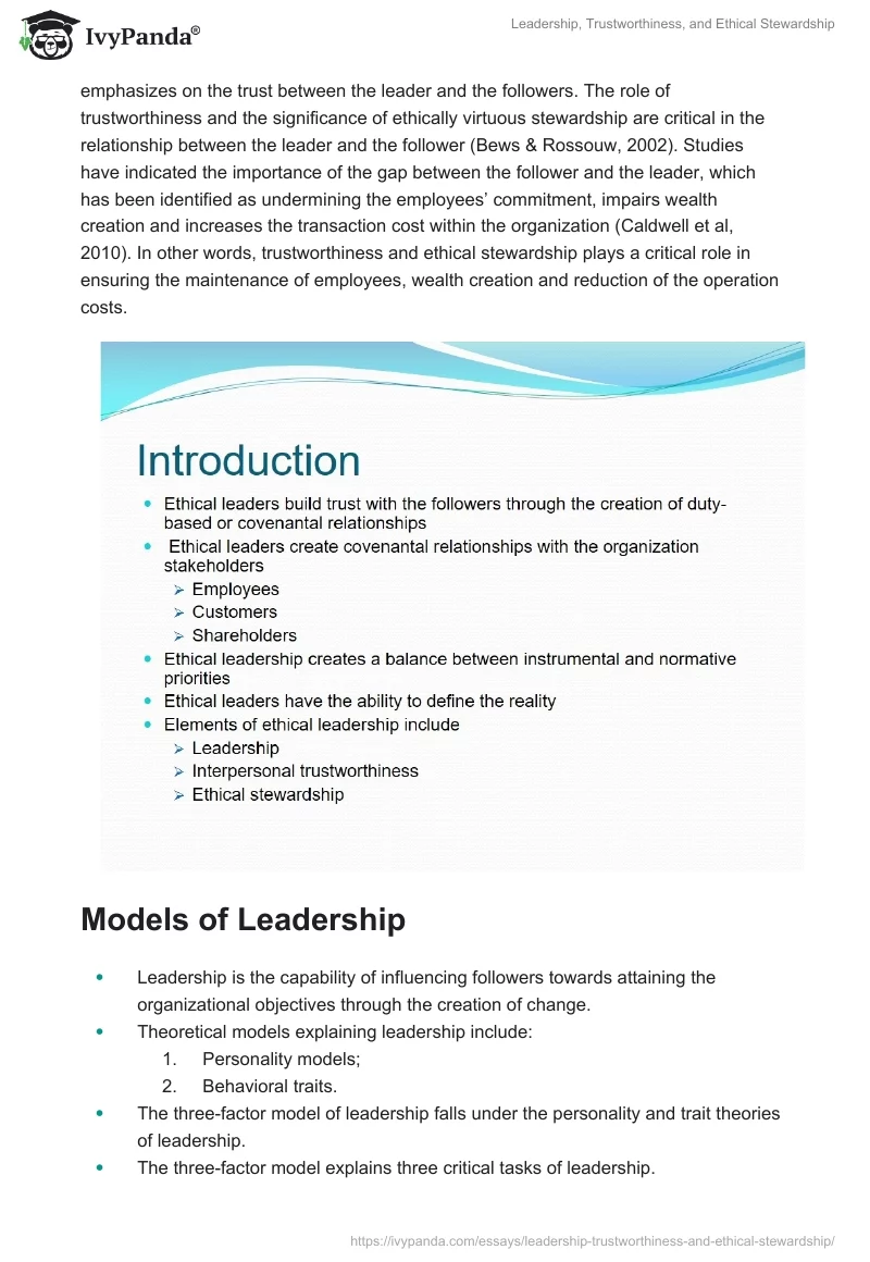 Leadership, Trustworthiness, and Ethical Stewardship. Page 2