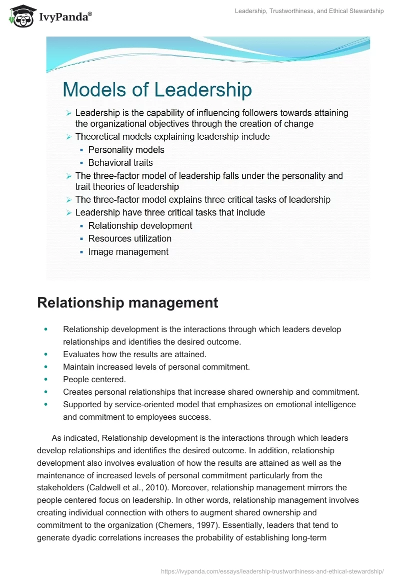Leadership, Trustworthiness, and Ethical Stewardship. Page 4