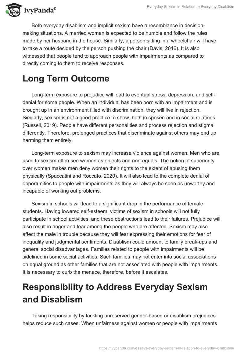 Everyday Sexism in Relation to Everyday Disablism. Page 2