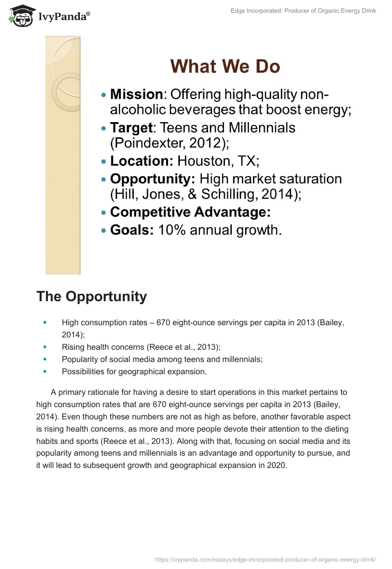 Edge Incorporated: Producer of Organic Energy Drink. Page 2