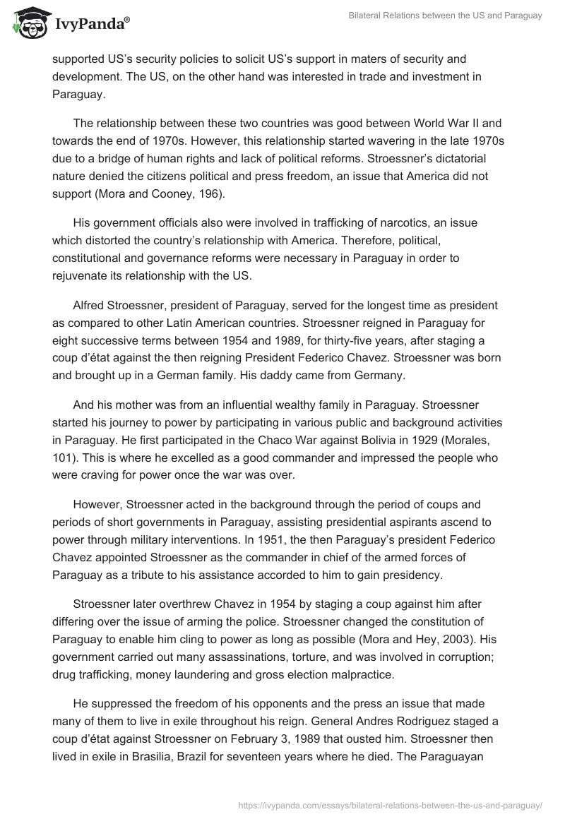Bilateral Relations between the US and Paraguay. Page 2