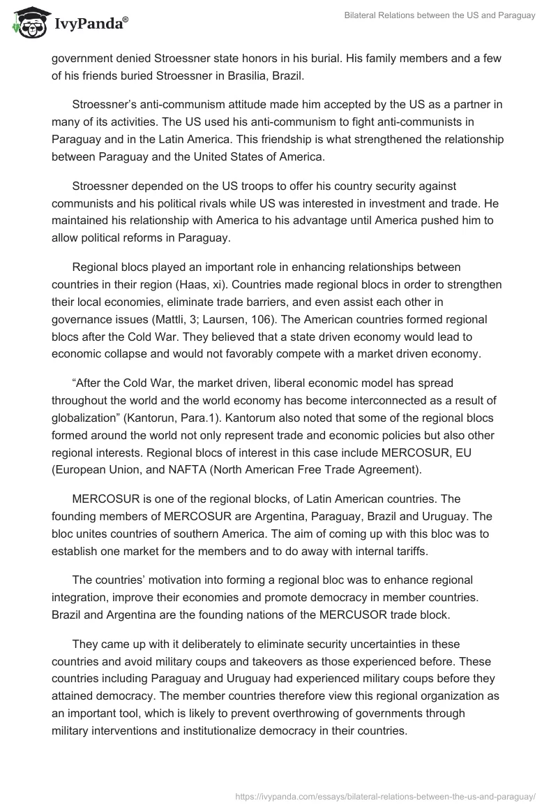 Bilateral Relations between the US and Paraguay. Page 3