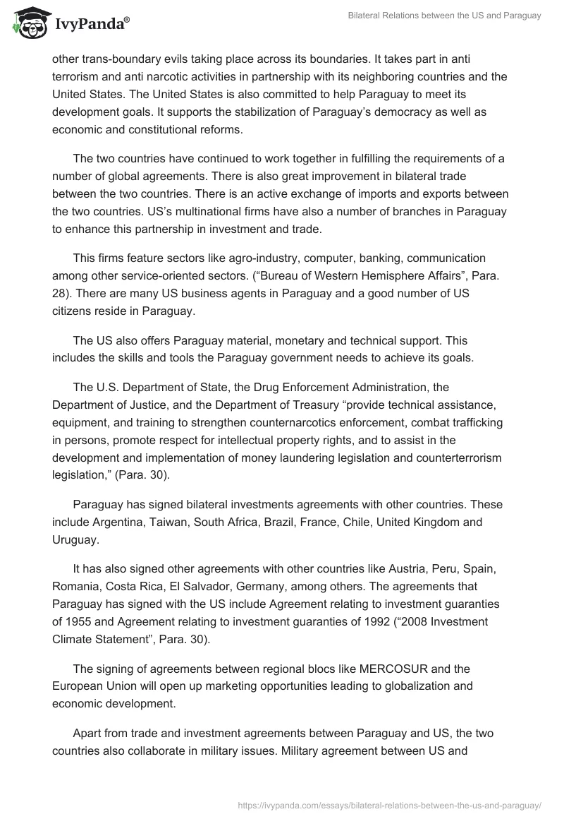 Bilateral Relations between the US and Paraguay. Page 5