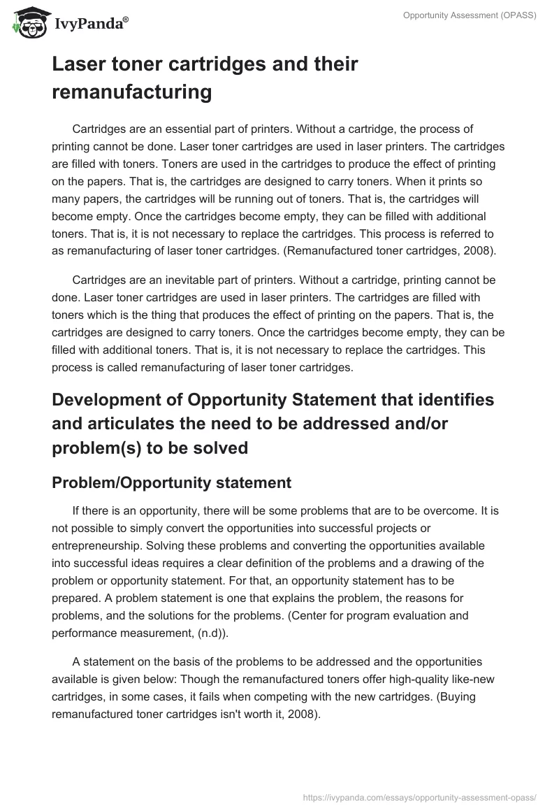 Opportunity Assessment (OPASS). Page 2